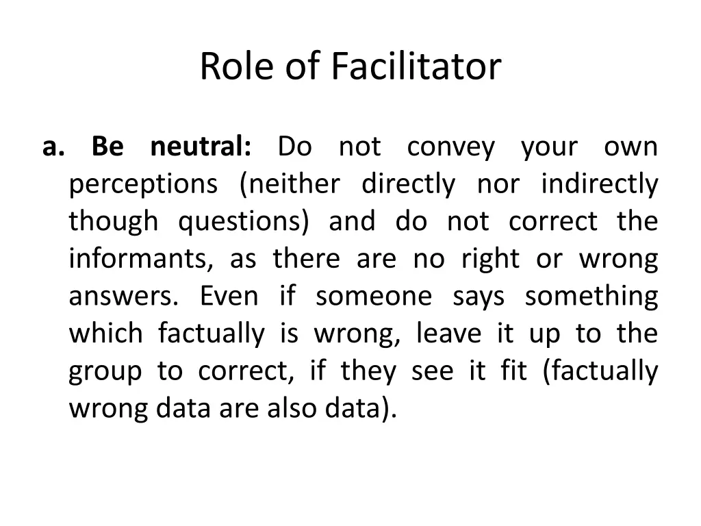 role of facilitator