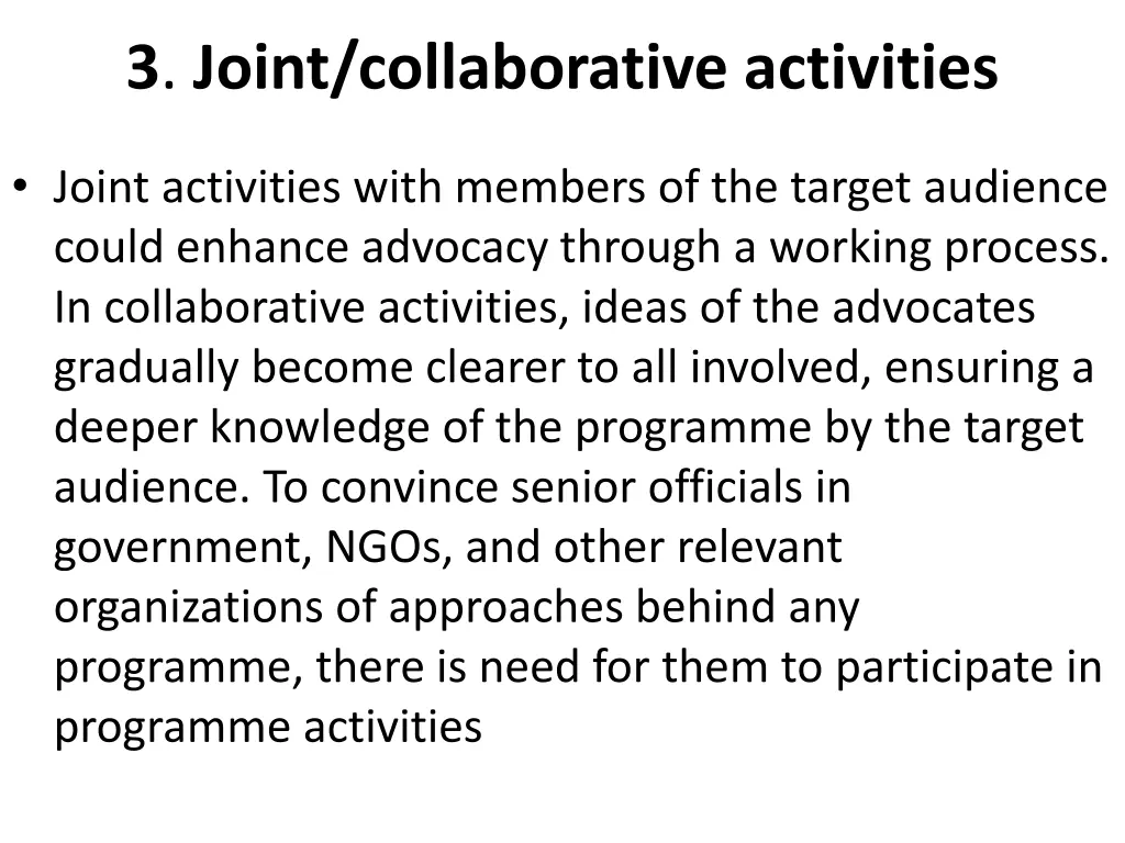 3 joint collaborative activities