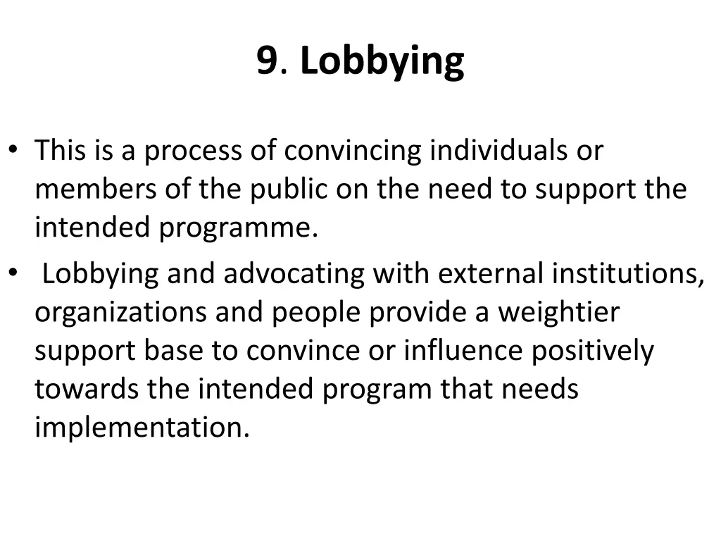 9 lobbying