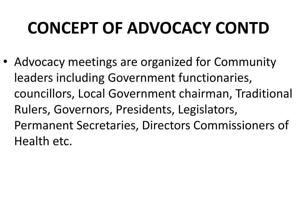 concept of advocacy contd