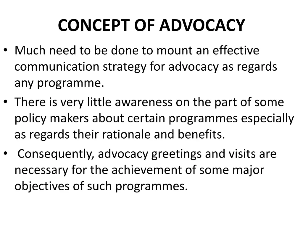 concept of advocacy