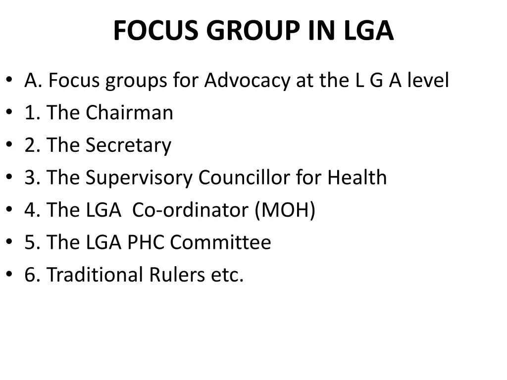 focus group in lga