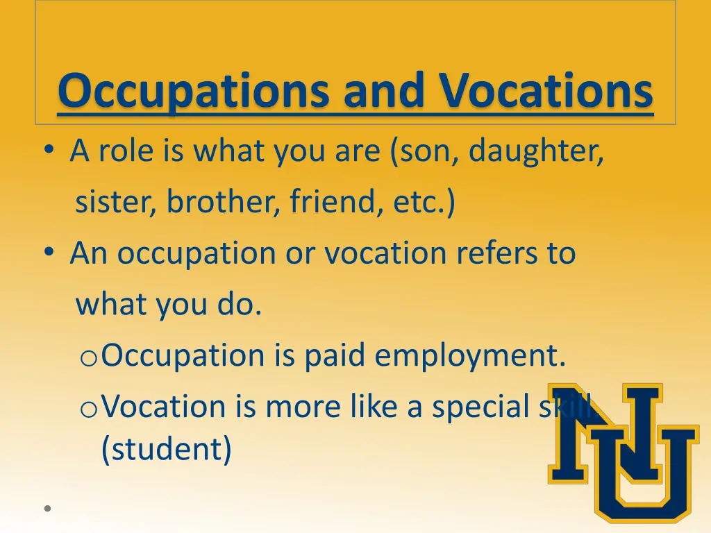 occupations and vocations a role is what