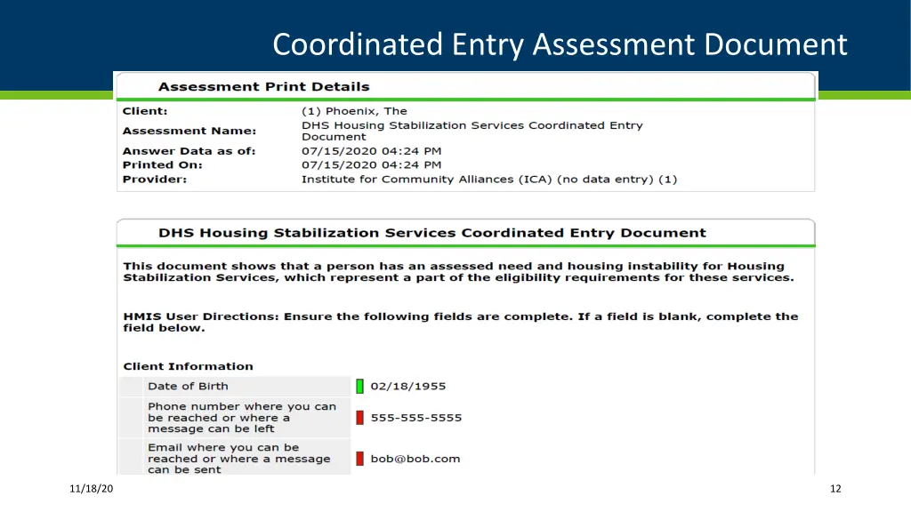 coordinated entry assessment document