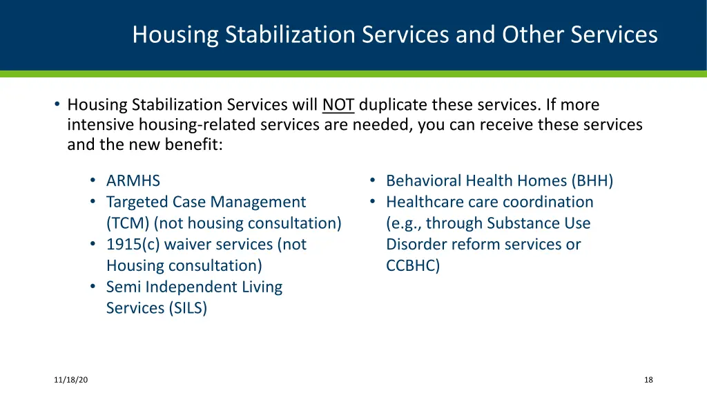 housing stabilization services and other services 1