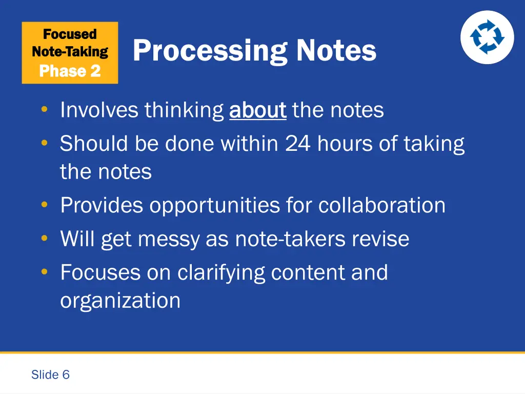 focused focused note note taking taking phase 2