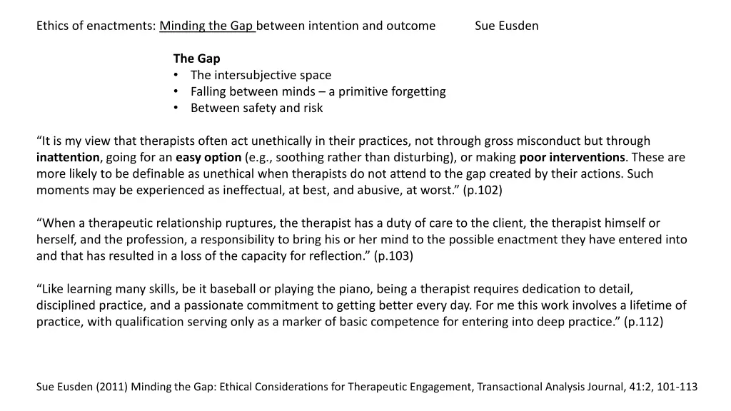 ethics of enactments minding the gap between