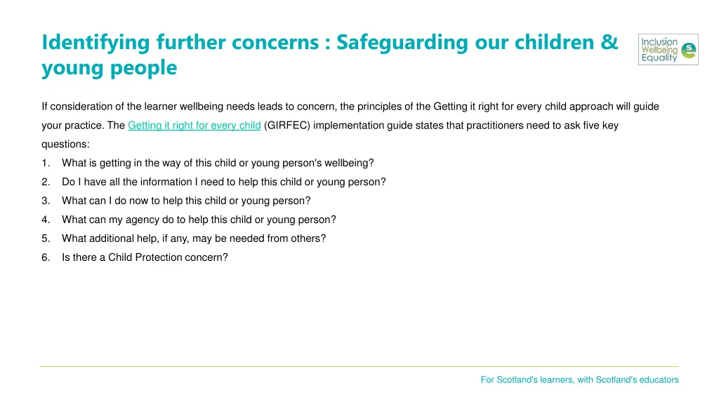 identifying further concerns safeguarding