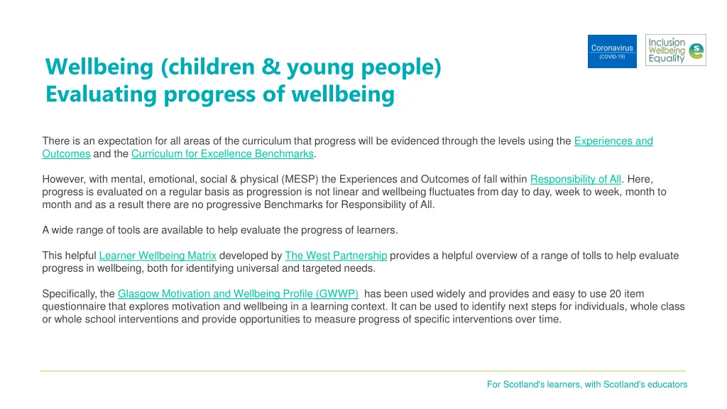 wellbeing children young people evaluating