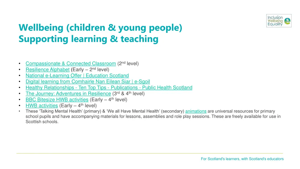 wellbeing children young people supporting