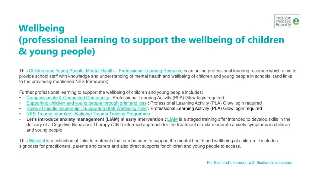 wellbeing professional learning to support 1