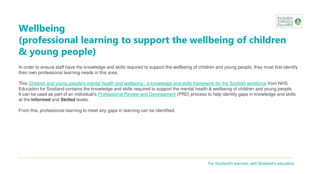 wellbeing professional learning to support