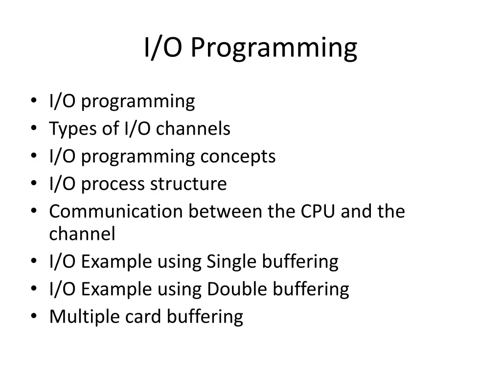 i o programming