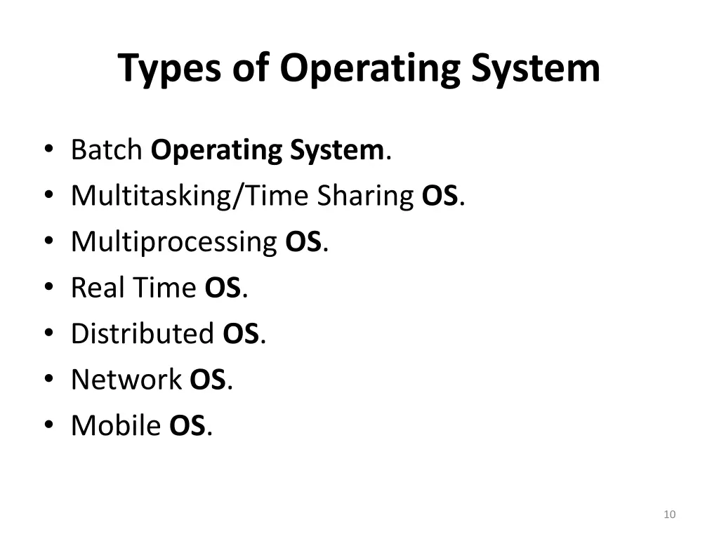 types of operating system