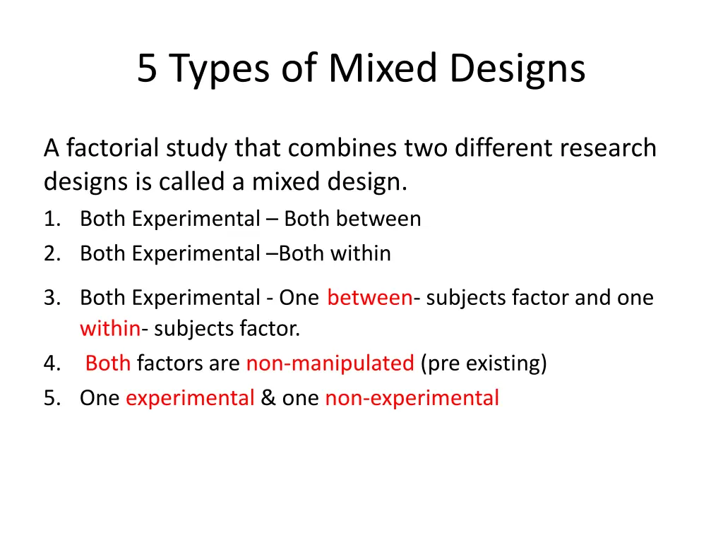 5 types of mixed designs