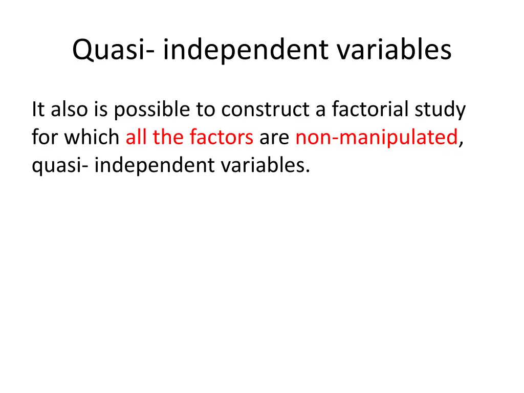 quasi independent variables