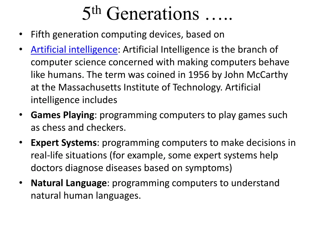 5 th generations fifth generation computing