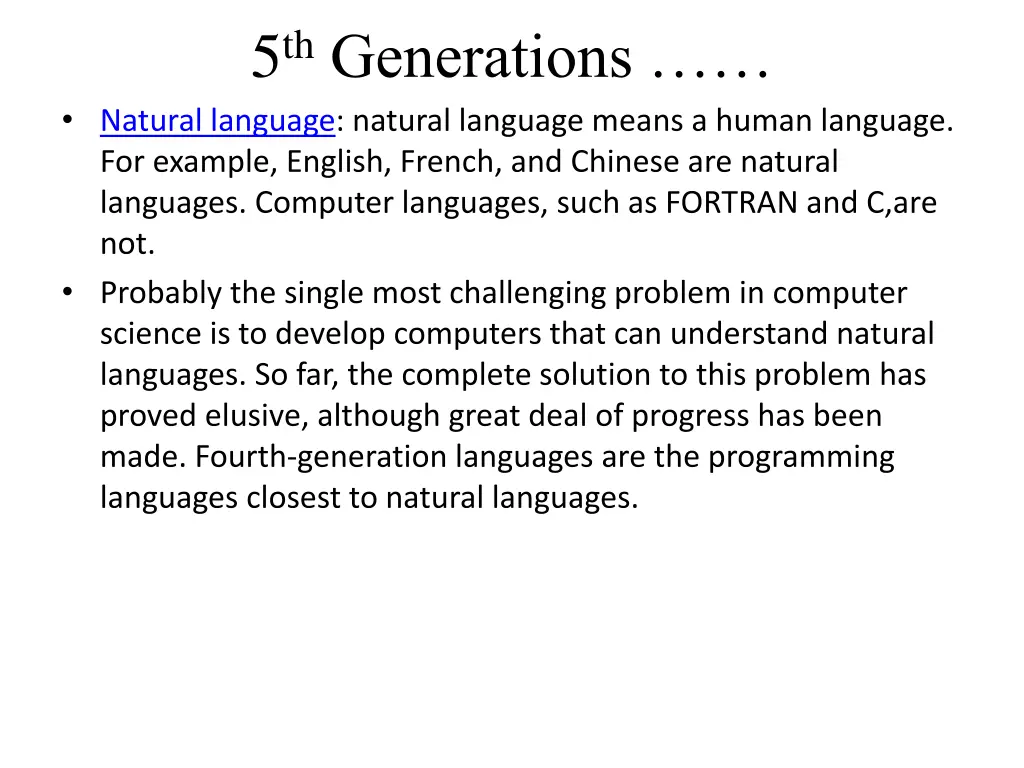 5 th generations natural language natural