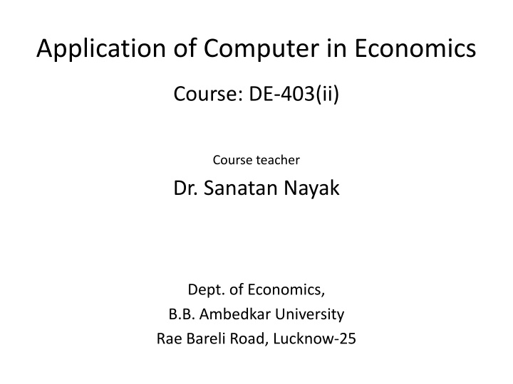 application of computer in economics