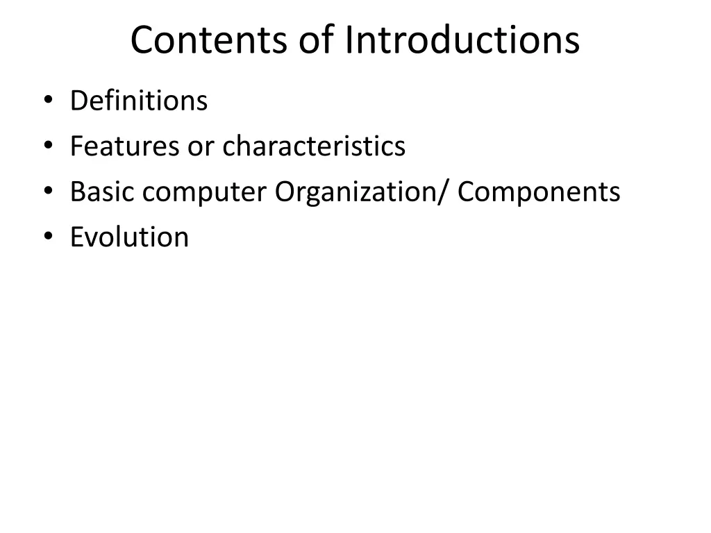 contents of introductions