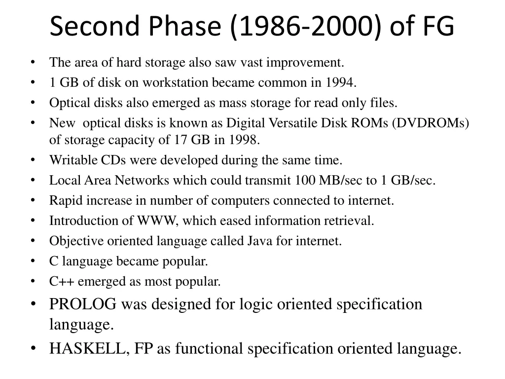 second phase 1986 2000 of fg