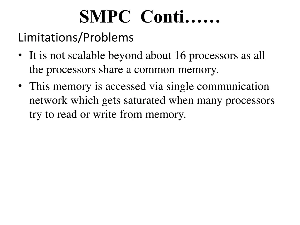 smpc conti limitations problems