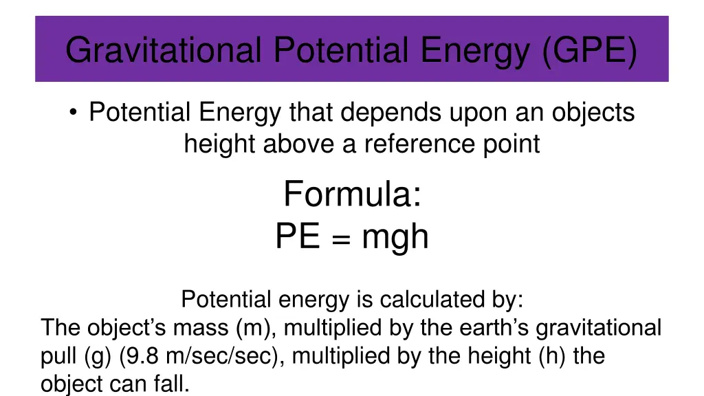 gravitational potential energy gpe