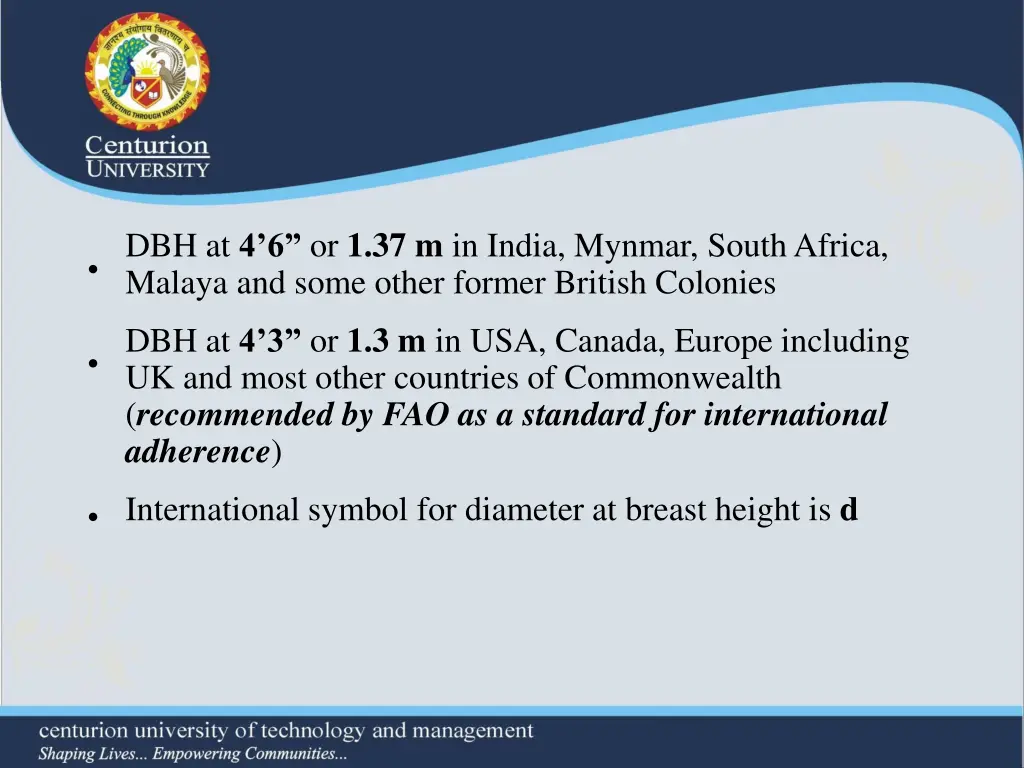 dbh at 4 6 or 1 37 m in india mynmar south africa