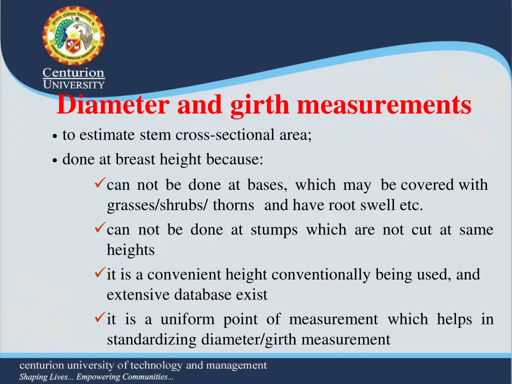 diameter and girth measurements done at breast