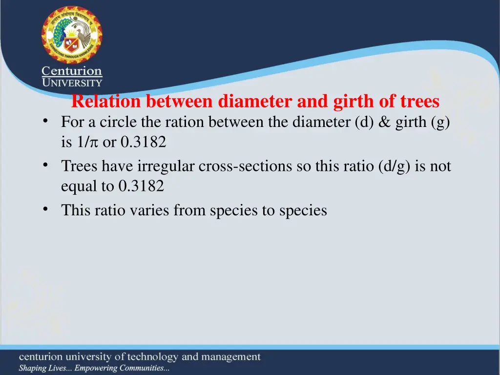 relation between diameter and girth of trees