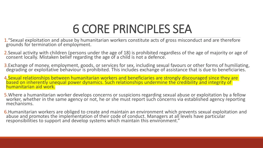 6 core principles sea 6 core principles sea