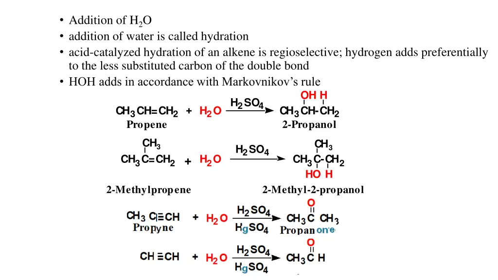 addition of h 2 o addition of water is called