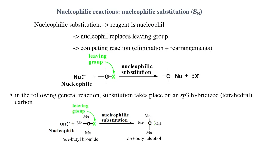 nucleophilic reactions nucleophilic substitution