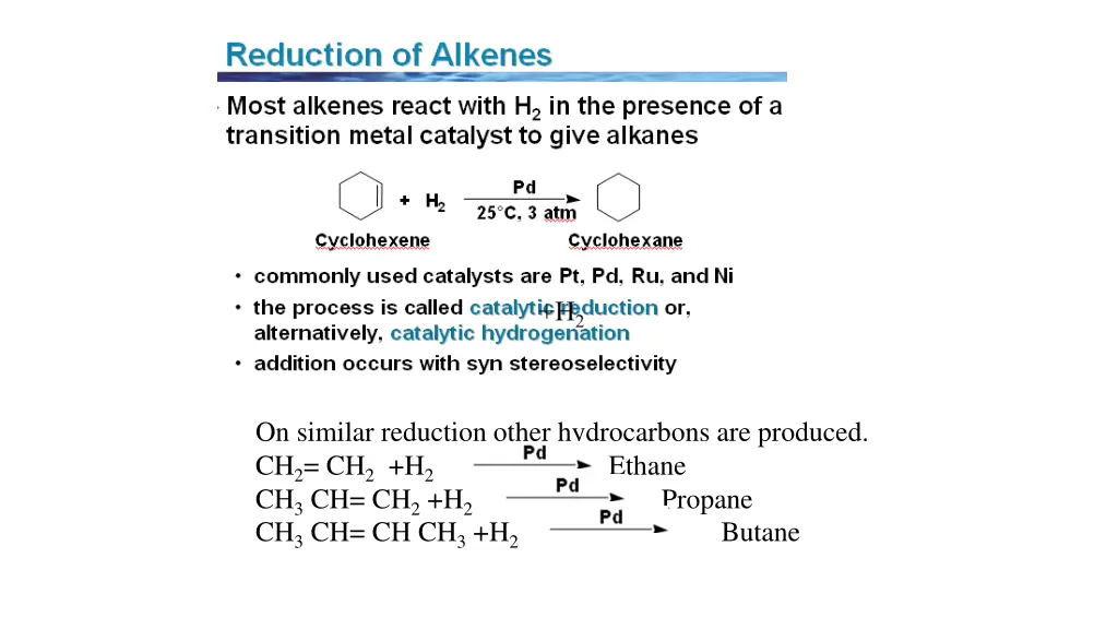 on similar reduction other hydrocarbons