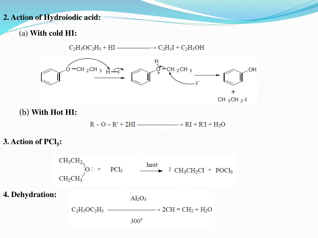 2 action of hydroiodic acid