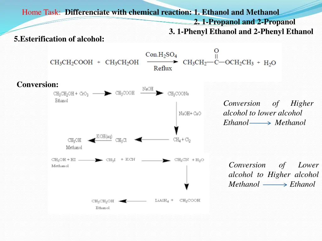 home task differenciate with chemical reaction