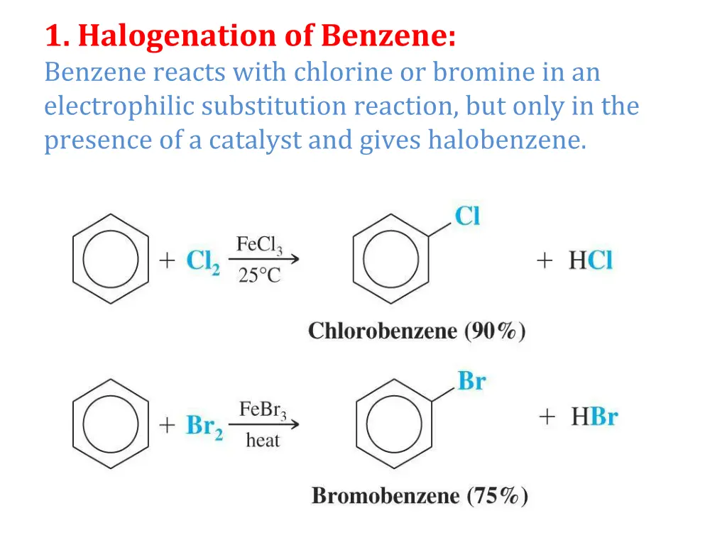 1 halogenation of benzene benzene reacts with