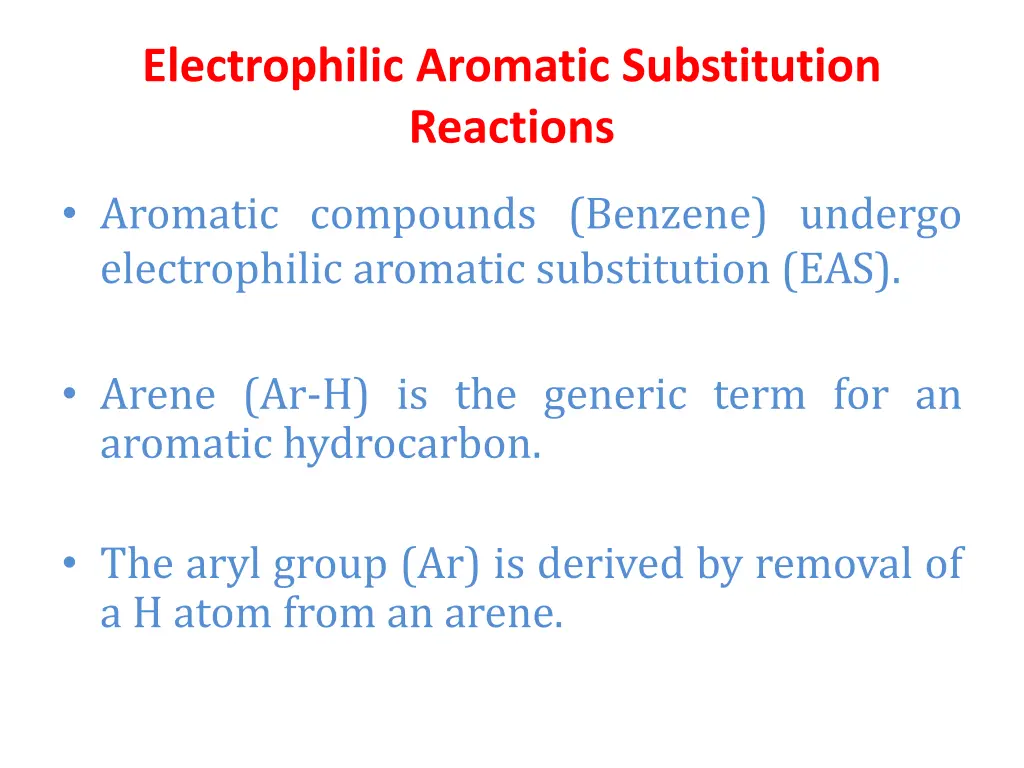 electrophilic aromatic substitution reactions