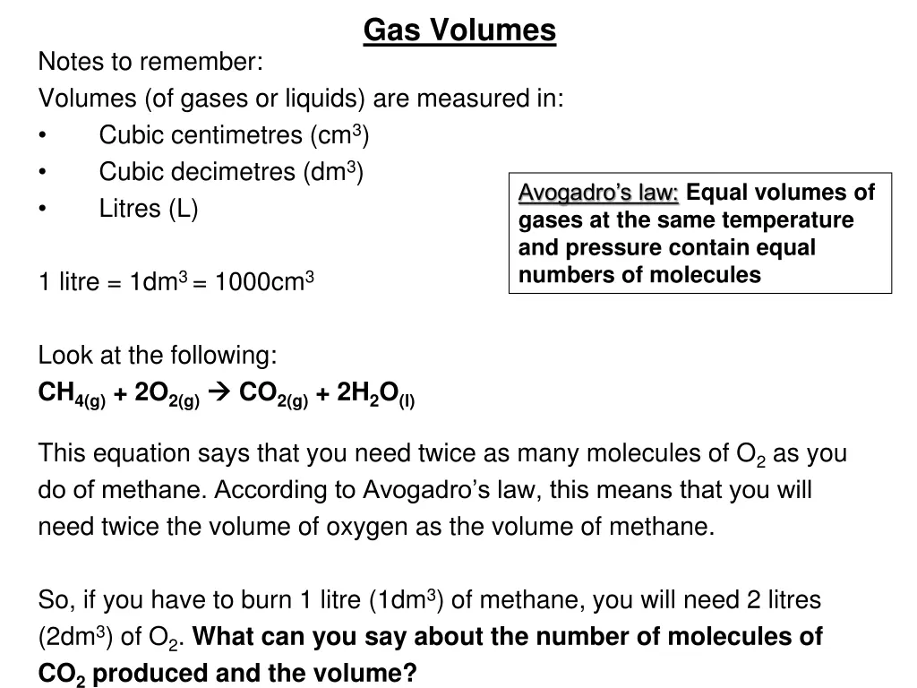 gas volumes