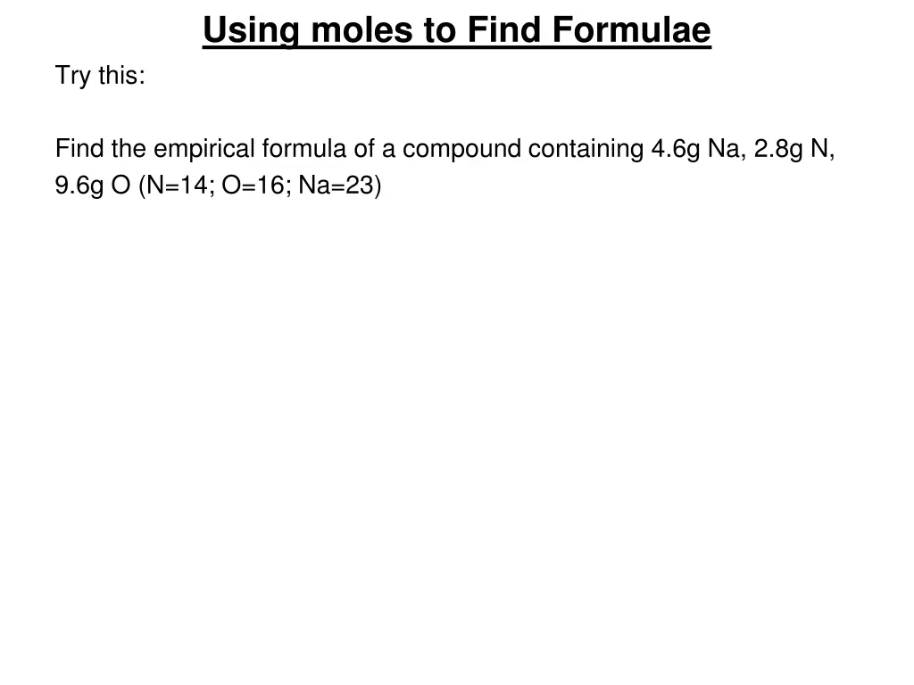 using moles to find formulae