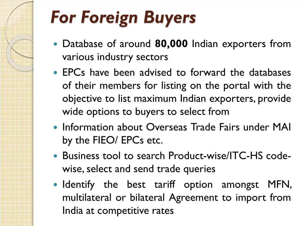 for foreign buyers