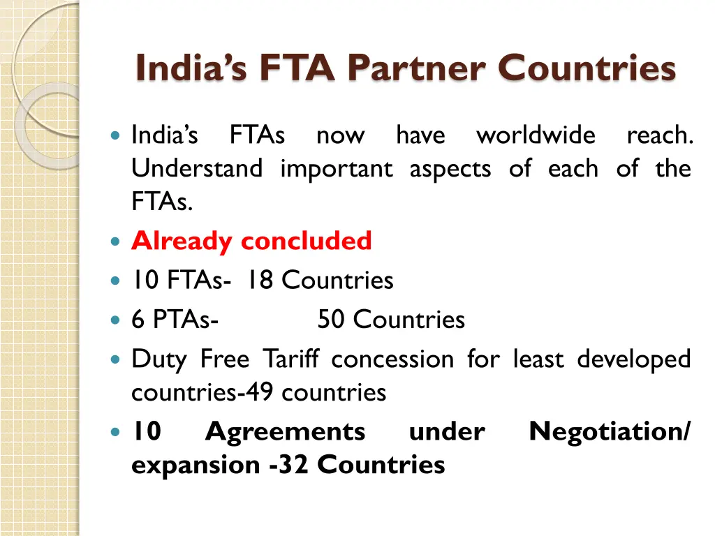 india s fta partner countries