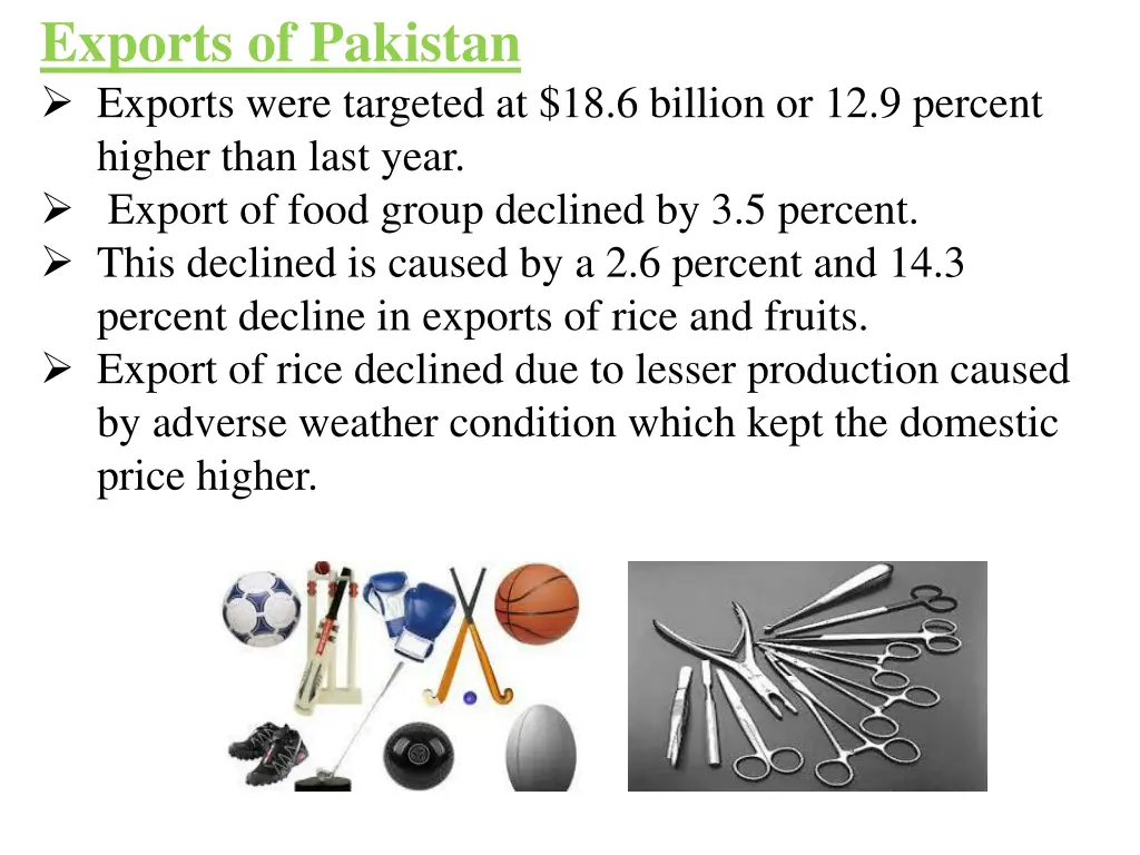 exports of pakistan exports were targeted