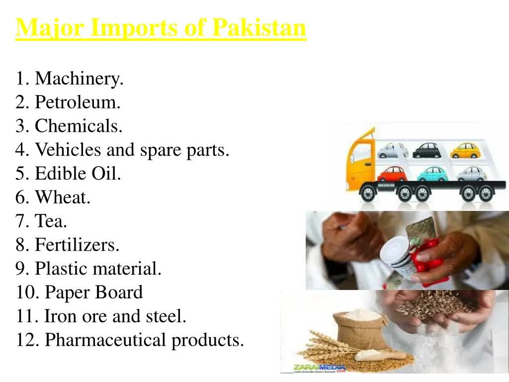 major imports of pakistan