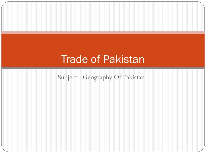 trade of pakistan