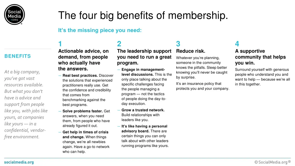 the four big benefits of membership