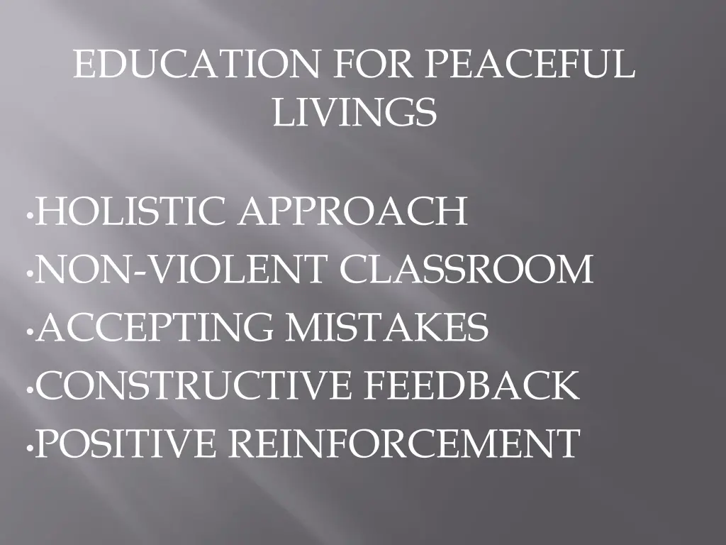 education for peaceful livings