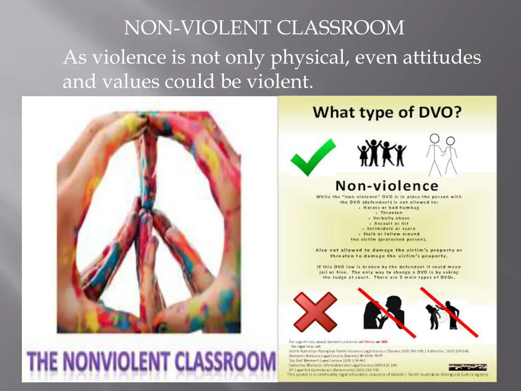 non violent classroom as violence is not only