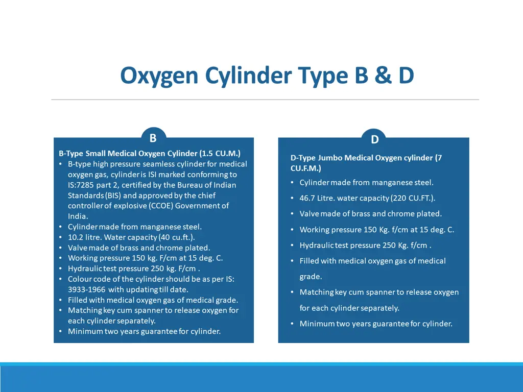 oxygen cylinder type b d