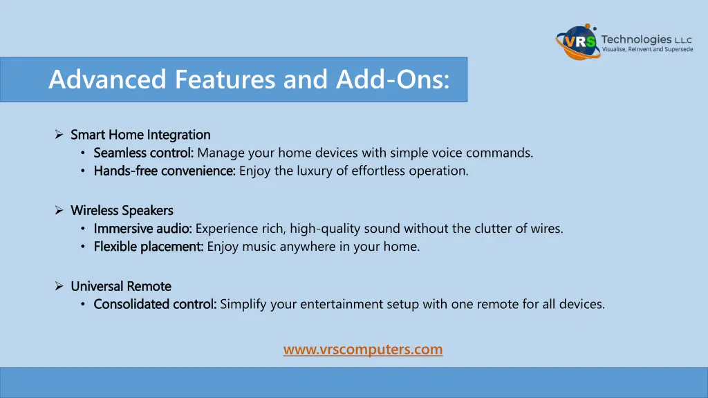 advanced features and add ons